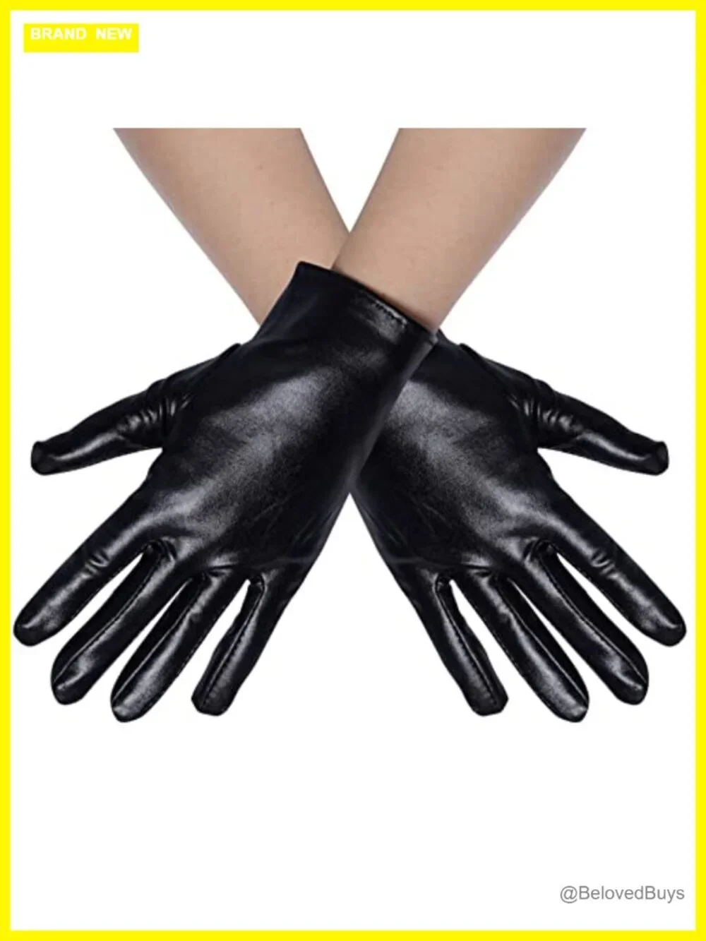 Shiny Faux Leather Metallic Cropped Gloves Halloween Costume Accessory
